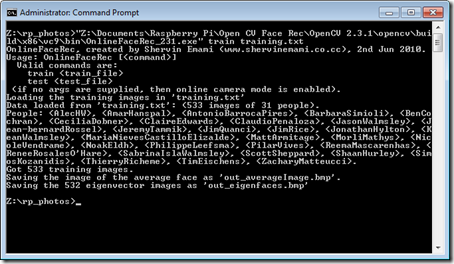 Calling OnlineFaceRec with the trainng script