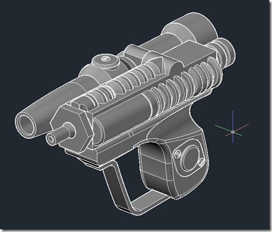 Imperial Scout Blaster inside AutoCAD - shades of gray