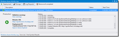 Our application has been published to Azure