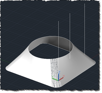 A point has been created at the intersection of the line and surface and the segment of the surface highlighted