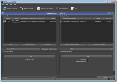 FBX Convertor options