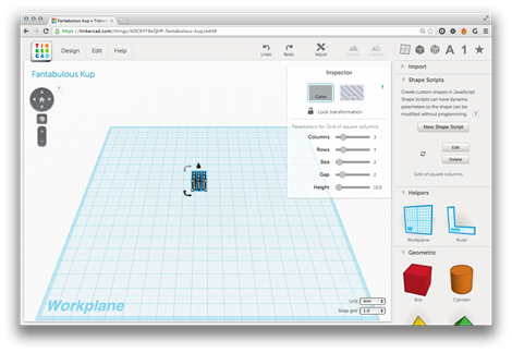 Drag and drop across onto the workplane