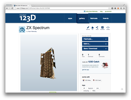 The scene in the 123D Gallery