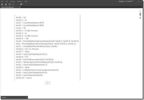The resultant DesignScript code