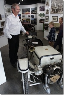 Martyn Webb next to one of his own vehicles (a replica)