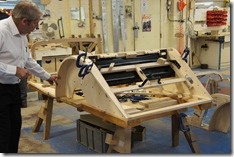 The frame of a classic Morgan under construction