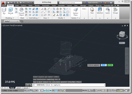 Kinect Fusion capturing a chair