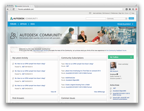 Autodesk Community welcome page