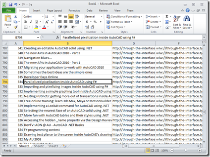 Our post list in Excel