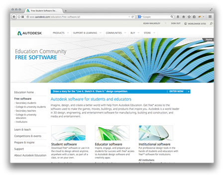 Free software for students from the Autodesk Education Community
