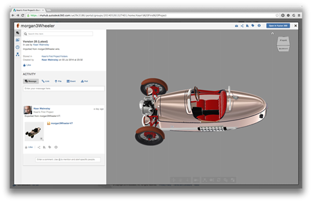 Our Fusion 360 model in the Autodesk 360 viewer