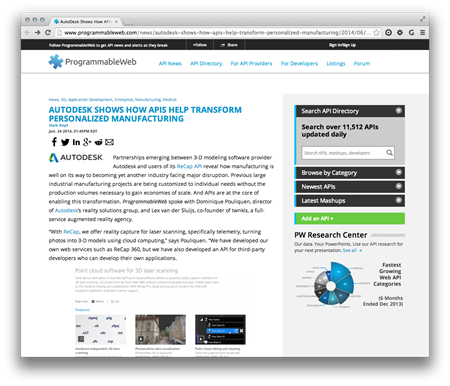 Programmable Web article on ReCap API