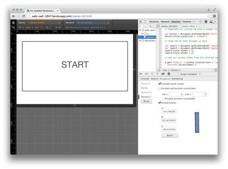 Our page in Chrome Canary