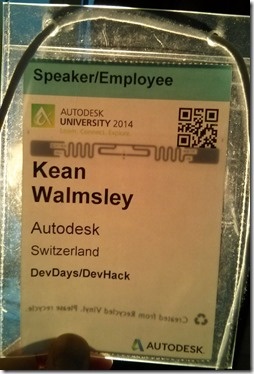 My AU 2014 badge, held up to the light