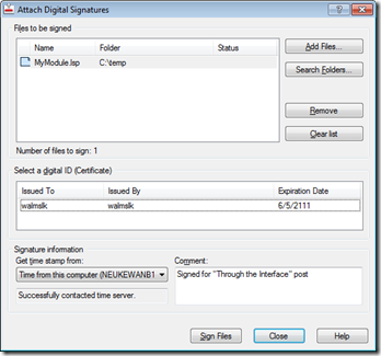 AcSignApply about to sign a LSP file
