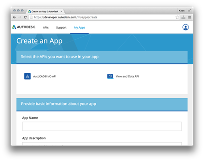 Choose your API and name your App