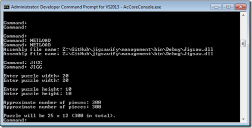 JIGG command in the Core Console