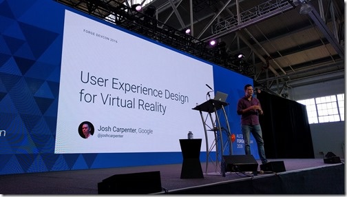 Josh on-stage at the first VR session