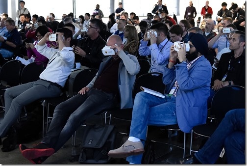 The audience immersed in collaborative VR