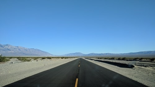 The open road on the edge of Death Valley