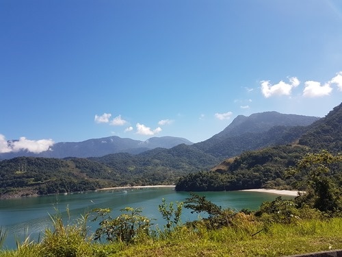 View from the car driving along the Costa Verde