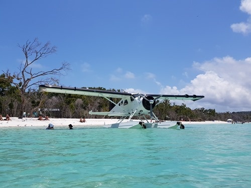 A boat plane that flew people in