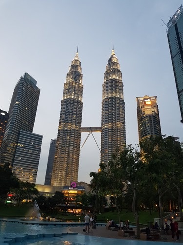 The KL Twin Towers at dusk