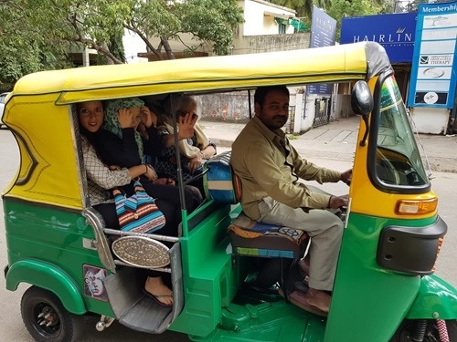 Driving in an autorickshaw