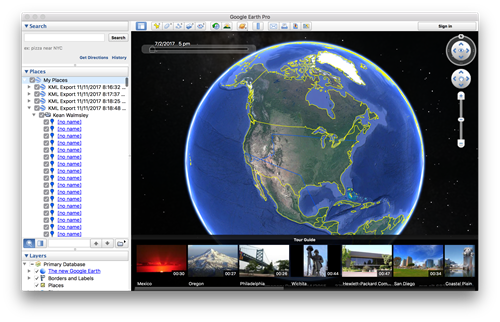 Paths loaded in Google Earth