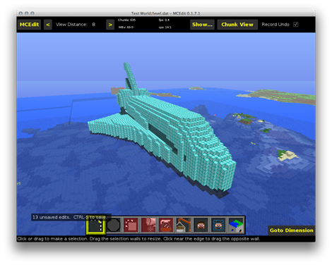 Diamond shuttle in MCEdit