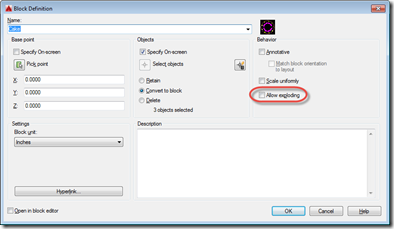 Block definition dialog