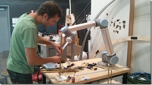 David Thomasson clipping some pieces together