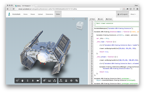 The View & Data Gallery with the extension editor The View & Data Gallery with the extension editor