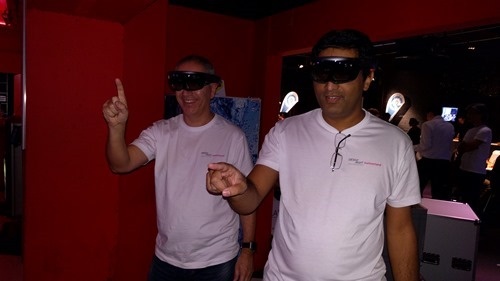 Fernando and Hashim getting to grips with HoloLens