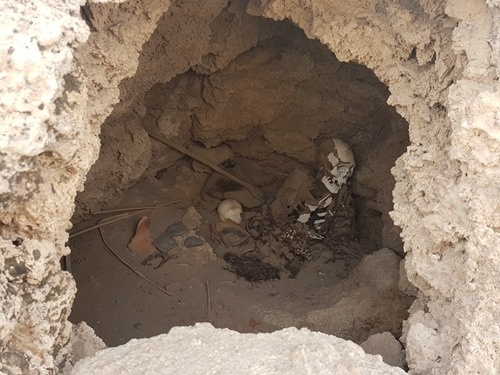 One of the chullpas with a skeleton inside