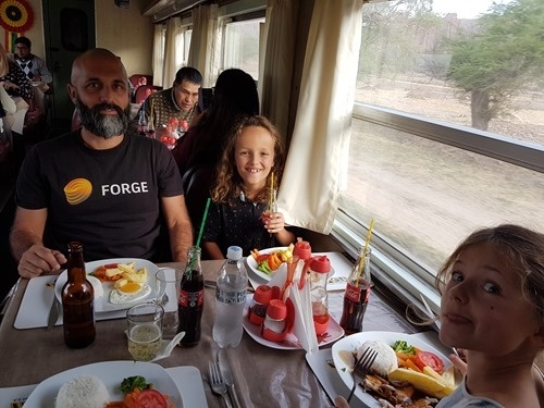 Eating on the train to Bolivia