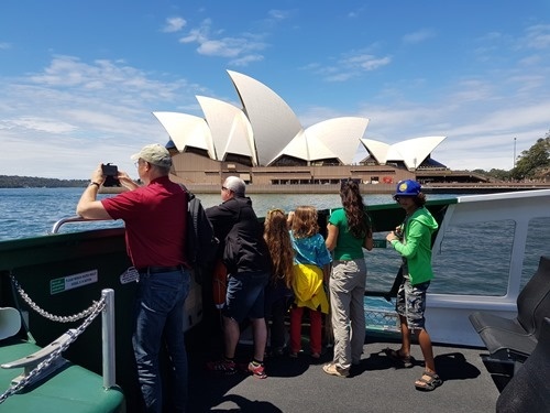 On the ferry checking out the Opera House