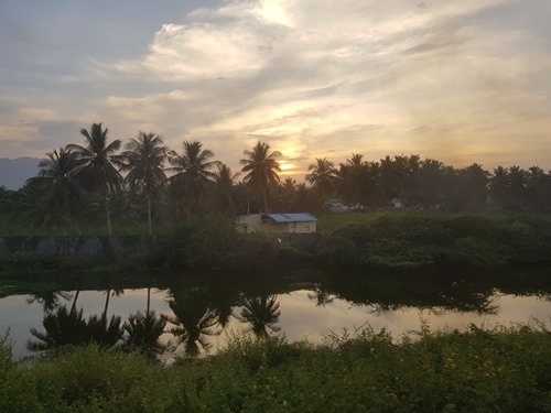 A nice sunset through the train window