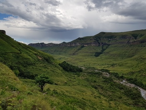 The way back, with storms over the other side of the valley