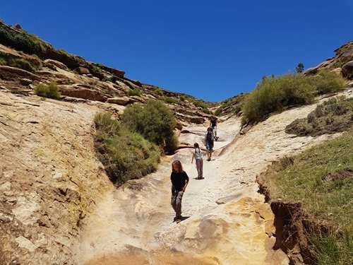 Down through an empty riverbed