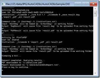 AutoCADIoSample in action AutoCADIoSample in action