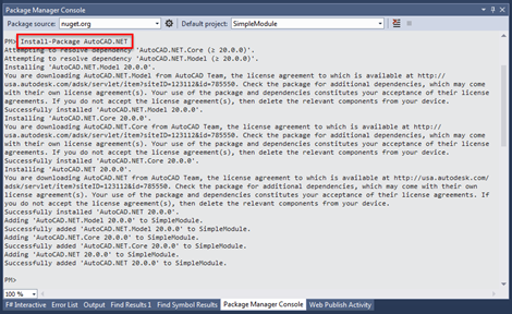 Install via the NuGet console