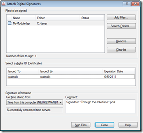 AcSignApply about to sign a LSP file