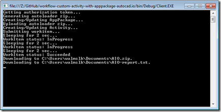 Command-prompt output from our Activity creation and test