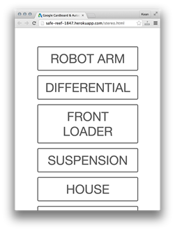 Front menu for the VR prototype