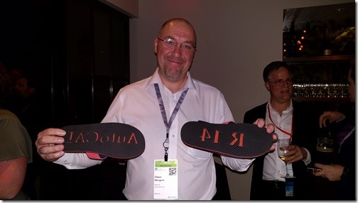 Owen, the proud owner of some R14 flip-flops