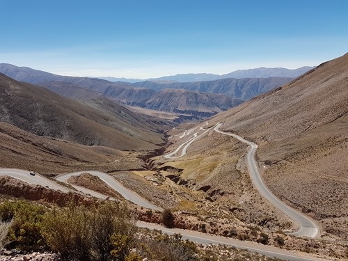 The road we took snaking through the valley