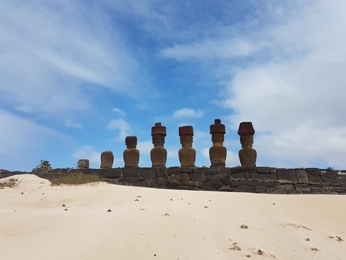 The backs of these moai