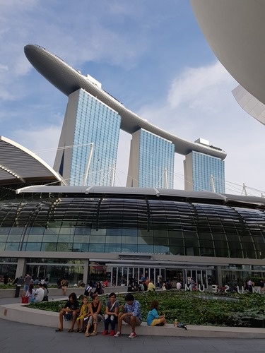 Hanging outside the ArtScience Museum