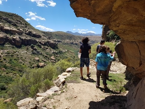 Walking to the paintings